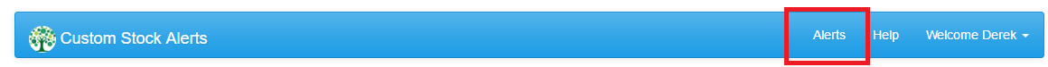 Click the Alerts menu option on the navigation bar
