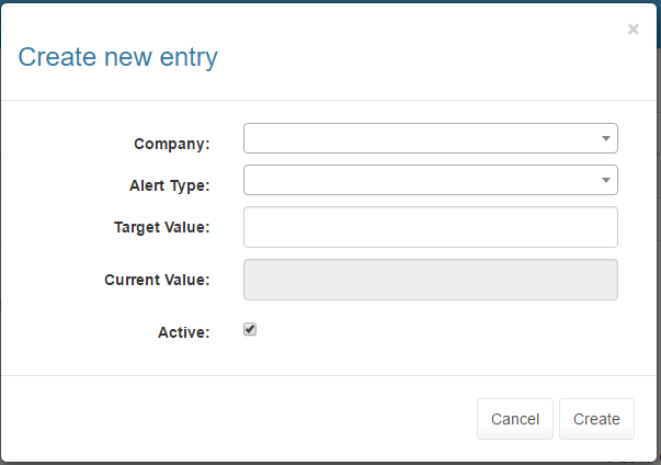 Empty new alert form