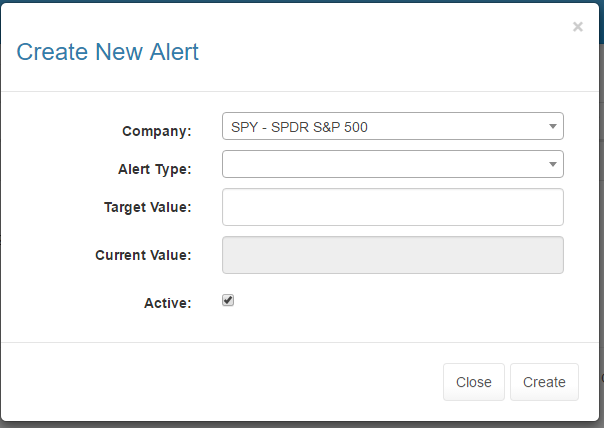 New alert with company populated