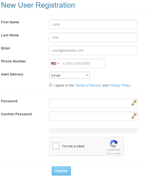 New User Registration Form